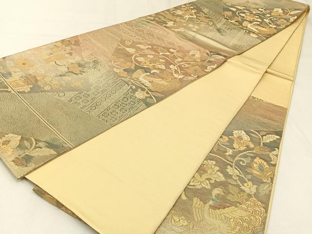 平和屋着物◎六通柄袋帯 鳳凰 狩猟文 金銀糸 引箔 正絹 逸品 BAAW9519hj