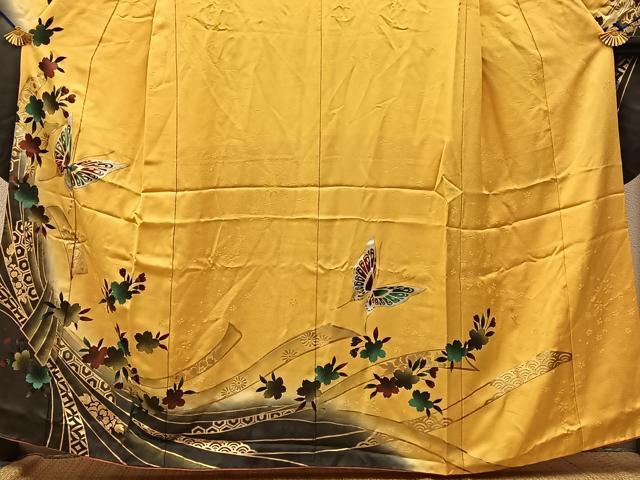 平和屋着物■豪華振袖 束ね熨斗花蝶文 暈し染め 金銀彩 正絹 逸品 BAAW9536hj