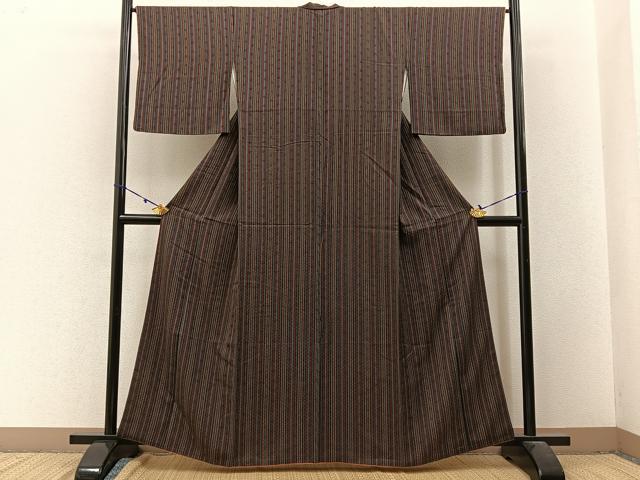 平和屋着物■上質な小紋 縞 正絹 逸品 BAAW9539hj