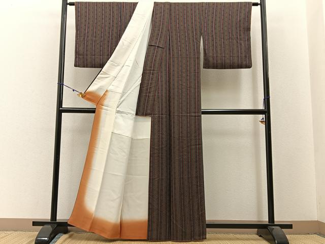平和屋着物■上質な小紋 縞 正絹 逸品 BAAW9539hj