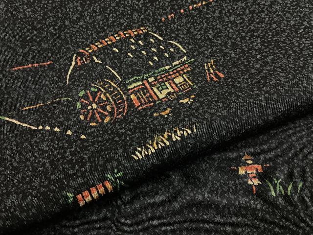 平和屋着物●上質な小紋　作家物　たたき染め　黒地　正絹　逸品　BAAW5053hj 平和屋着物□上質な小紋 御所解文 たたき染め 黒地 正絹 逸品 BAAW9555hj