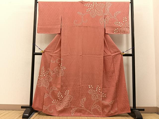 平和屋着物■訪問着 絞り 桐唐草文 正絹 逸品 BAAW9556hj