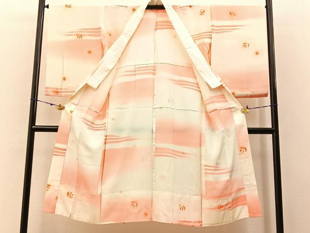 平和屋着物■長襦袢 無双仕立て 絞り 舞花文 暈し染め 正絹 逸品 BAAW9566hj