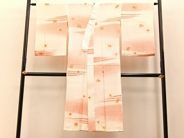 平和屋着物■長襦袢 無双仕立て 絞り 舞花文 暈し染め 正絹 逸品 BAAW9566hj