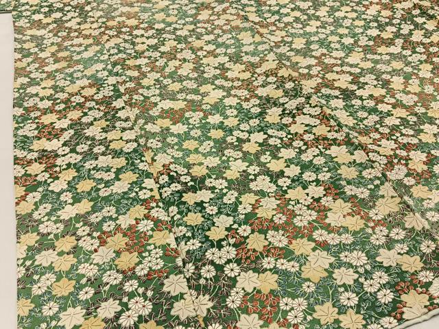 平和屋着物■上質な小紋 草花文 鬼しぼ縮緬 正絹 逸品 BAAW9581hj