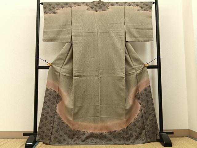 平和屋着物■訪問着 ふくれ織 草花文 暈し染め 金彩 正絹 逸品 BAAW9582hj