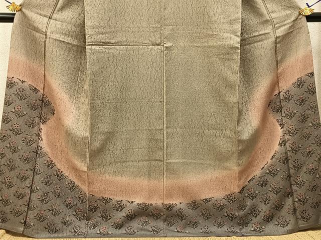 平和屋着物■訪問着 ふくれ織 草花文 暈し染め 金彩 正絹 逸品 BAAW9582hj