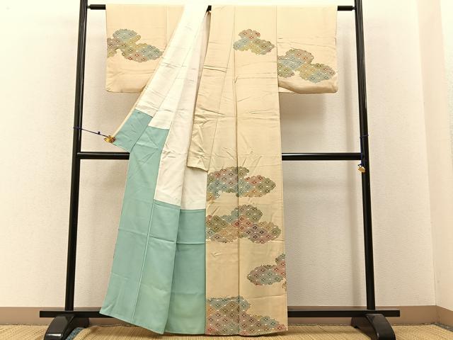 平和屋着物■訪問着 雲取花菱文 正絹 逸品 BAAW9586hj