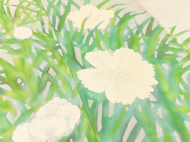 平和屋着物■訪問着 手描き 草花文 正絹 逸品 BAAW9594hj