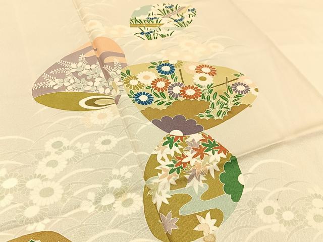 平和屋着物■訪問着 貝合わせ花文 正絹 逸品 BAAW9601hj