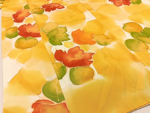 平和屋着物■上質な小紋 手描き 草花文 正絹 逸品 BAAW9605hj