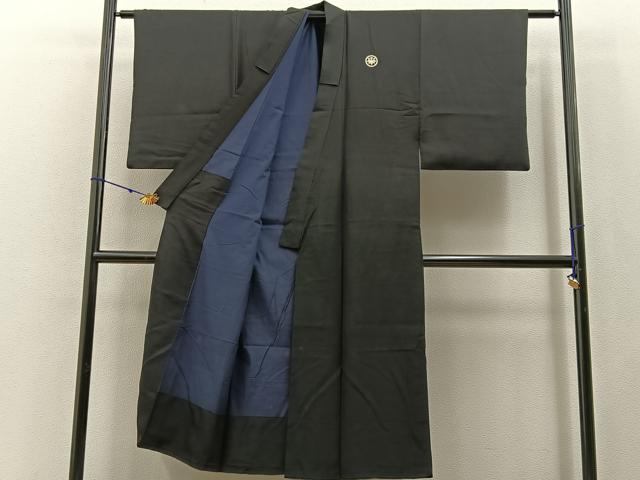 平和屋着物■男性 黒紋付 正絹 逸品 BAAW9615hj