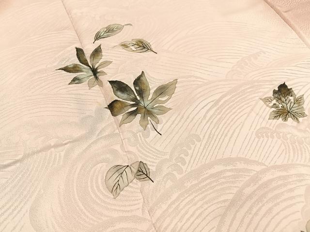 平和屋着物■訪問着 手描き 立波舞葉文 暈し染め 金彩 正絹 逸品 BAAW9629hj