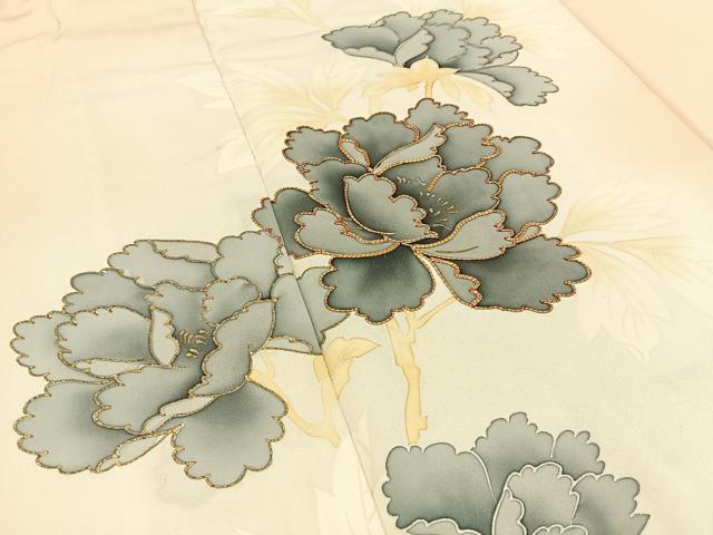 平和屋着物■訪問着 駒刺繍 牡丹 暈し染め 金彩 正絹 逸品 BAAW9630hj