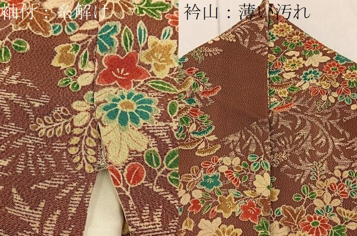 平和屋着物■上質な小紋 草花文 鬼しぼ縮緬 三越扱い 正絹 逸品 BAAW9631hj