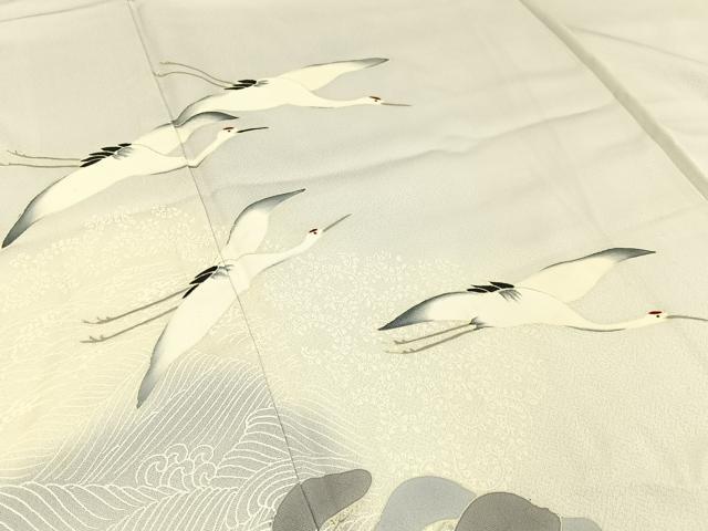 平和屋着物■訪問着 浜松飛鶴文 暈し染め 正絹 逸品 BAAW9640hj