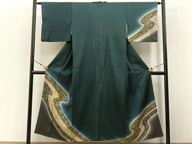 平和屋着物■訪問着 絞り 更紗花文 暈し染め 正絹 逸品 BAAW9642hj