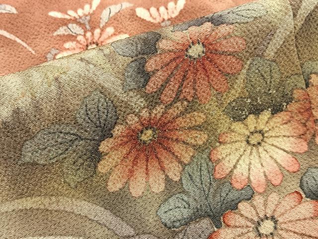 平和屋着物■訪問着 草花文 金彩 鬼しぼ縮緬 正絹 逸品 BAAW9652hj