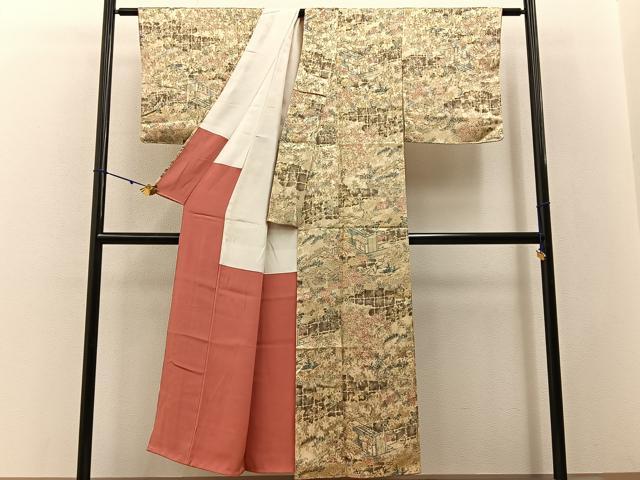 平和屋着物■上質な小紋 風景花文 正絹 逸品 未使用 BAAW9665hj