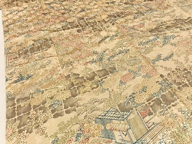 平和屋着物■上質な小紋 風景花文 正絹 逸品 未使用 BAAW9665hj