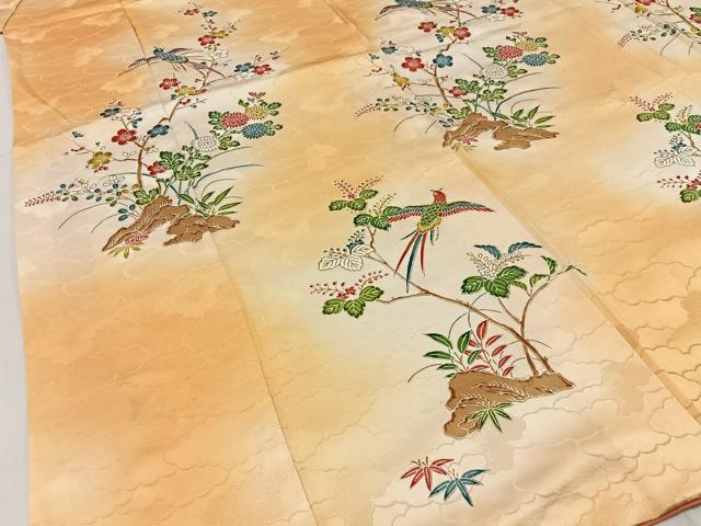 平和屋着物■上質な小紋 花鳥文 暈し染め 正絹 逸品 BAAW9683hj