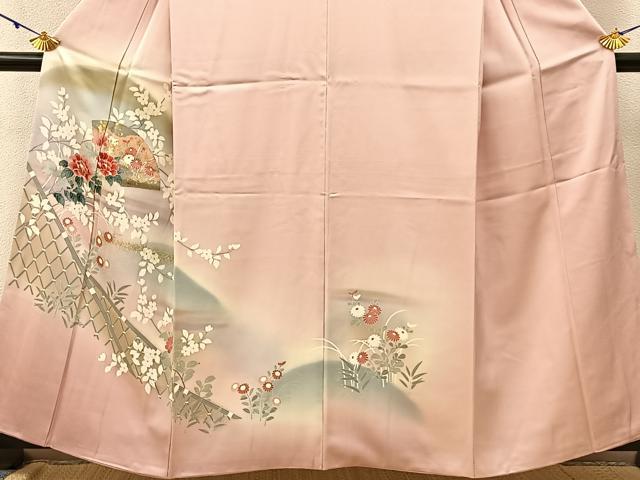 平和屋着物■訪問着 遠山地紙花文 暈し染め 金彩 正絹 逸品 BAAW9684hj