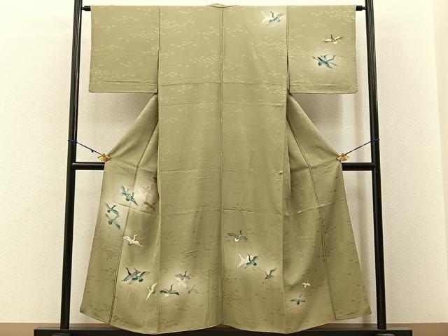 平和屋着物■訪問着 駒刺繍 飛鶴文 暈し染め 正絹 逸品 BAAW9688hj