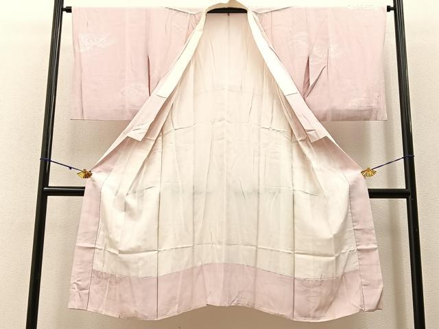 平和屋着物■長襦袢 袷 片輪車地紋 灰桜色 正絹 逸品 BAAW9690hj