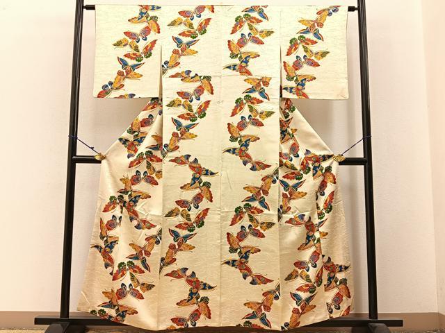 平和屋着物■上質な小紋 舞蝶文 正絹 逸品 BAAW9693hj