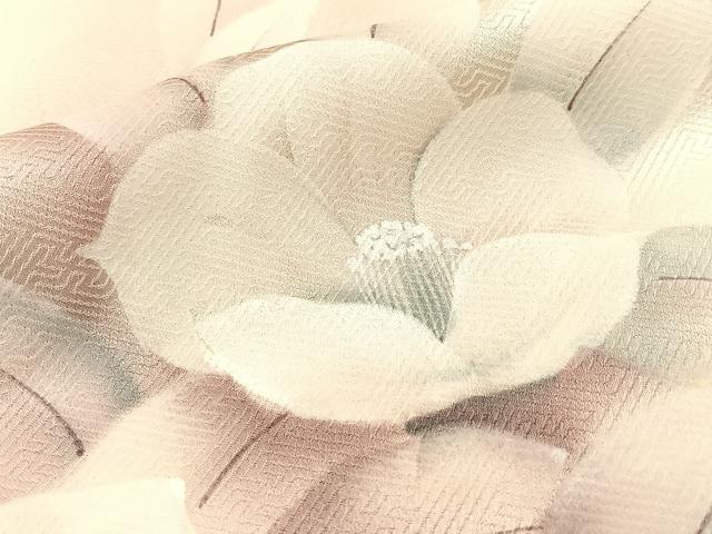 平和屋着物■訪問着 手描き 白椿 暈し染め 正絹 逸品 BAAW9703hj