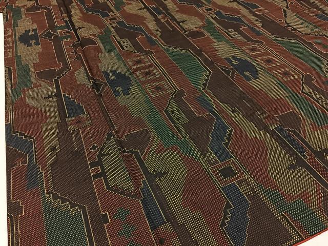平和屋着物■本場大島紬 7マルキ 幾何学文様 正絹 逸品 BAAW9706hj