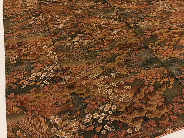 平和屋着物■上質な小紋 松竹梅 風景文 正絹 逸品 BAAW9736hj