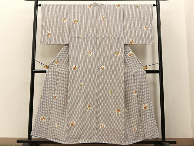 平和屋着物■上質な小紋 草花文 正絹 逸品 BAAW9749hj