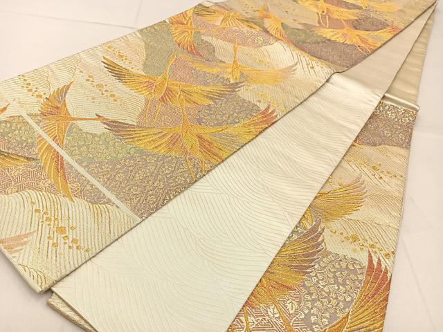 平和屋着物◎六通柄袋帯 彩華綴 飛鶴文 金糸 正絹 逸品 BAAW9771hj