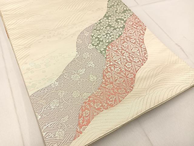 平和屋着物◎六通柄袋帯 彩華綴 飛鶴文 金糸 正絹 逸品 BAAW9771hj