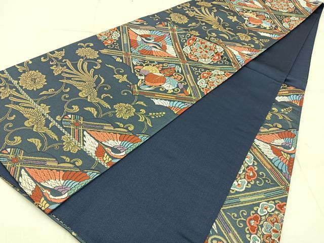 平和屋着物◎六通柄袋帯 唐織 雲取典雅文 金糸 正絹 逸品 BAAW9775hj