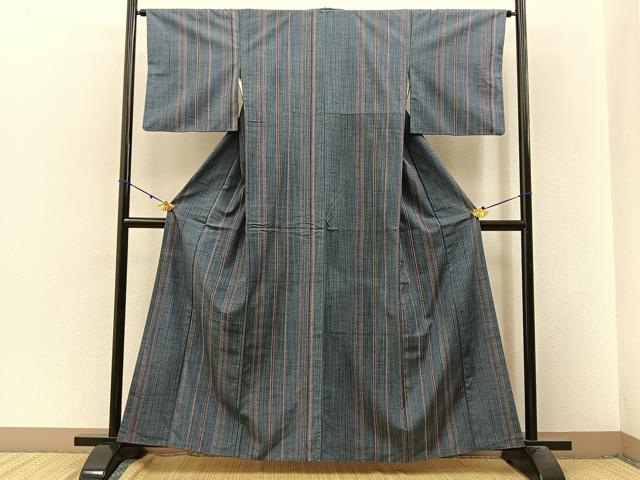 平和屋着物■上質な紬 縞 正絹 逸品 BAAW9779hj