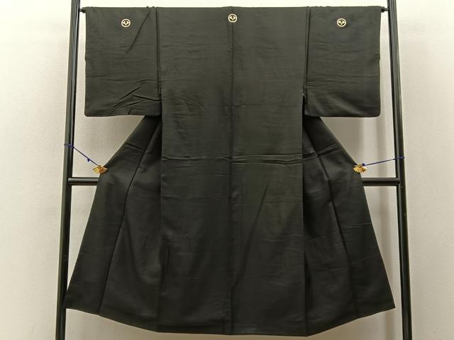 平和屋着物■男性 黒紋付 紬地 正絹 逸品 BAAW9782hj