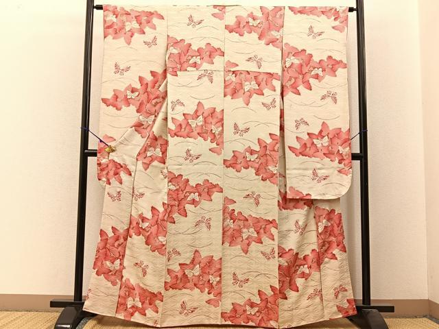 平和屋着物■豪華振袖 舞蝶文 金彩 正絹 逸品 BAAW9784hj