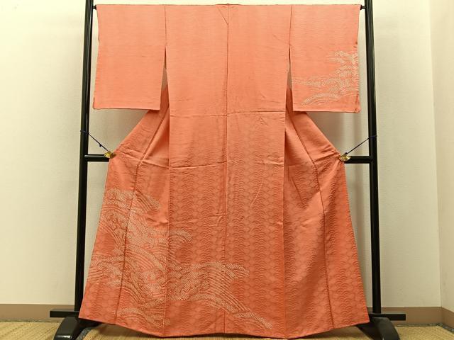 平和屋着物■訪問着 絞り 立波文 正絹 逸品 BAAW9787hj