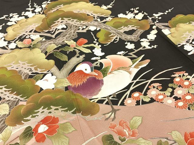 平和屋着物■豪華黒留袖 作家物 花鳥文 金彩 正絹 逸品 BAAW9791hj