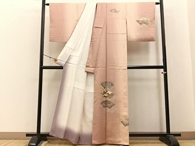 平和屋着物■訪問着 松竹梅 飛鶴地紙花文 暈し染め 金銀彩 正絹 逸品 BAAW9795hj