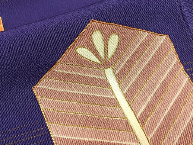平和屋着物■訪問着 駒刺繍 亀甲若松葉文 金彩 ロング丈 正絹 逸品 BAAW9802hj