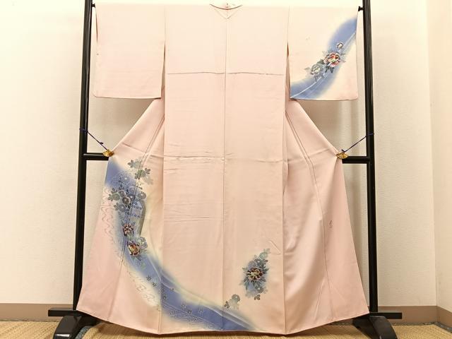 平和屋着物■染織作家 染織デザイナー 大島明 訪問着 流水花文 暈し染め 金銀彩 正絹 逸品 BAAW9806hj