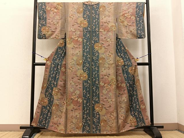 平和屋着物■上質な小紋 鳳凰雪輪花文 暈し染め 金彩 正絹 逸品 BAAW9809hj