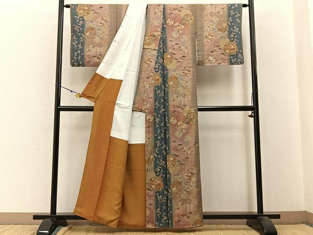 平和屋着物■上質な小紋 鳳凰雪輪花文 暈し染め 金彩 正絹 逸品 BAAW9809hj