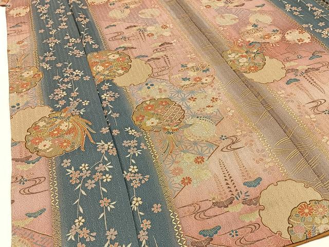 平和屋着物■上質な小紋 鳳凰雪輪花文 暈し染め 金彩 正絹 逸品 BAAW9809hj