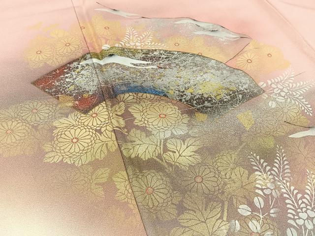 平和屋着物■訪問着 飛鶴地紙花文 暈し染め 金銀彩 正絹 逸品 BAAW9810hj