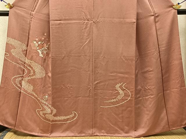 平和屋着物■訪問着 絞り 刺繍 扇面花文 正絹 逸品 BAAW9817hj