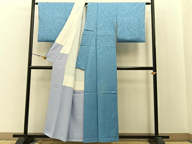 平和屋着物■上質な色無地 樹林地紋 浅縹色 正絹 逸品 BAAW9818hj